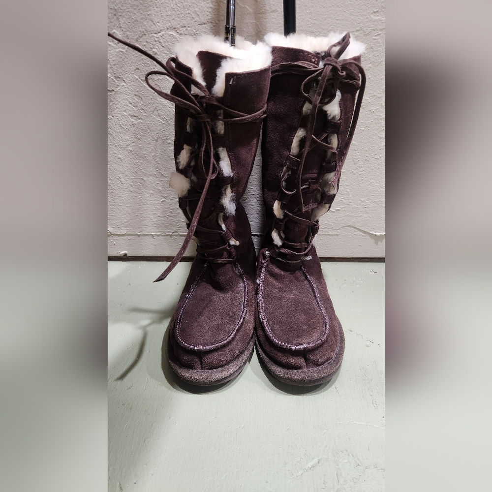 Bearpaw - lined boots, dark brown, size 7